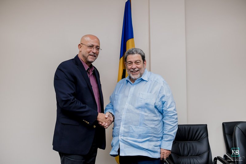 President of Cricker West Indies, Ricky Skerritt and Prime Minister of St. Vincent and The Grenadines, Ralph Gonsalves 