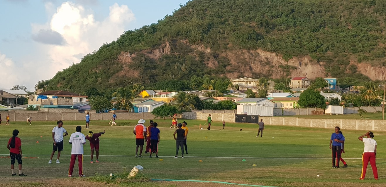 St. Kitts Male and Female Cricket Teams Warming-Up