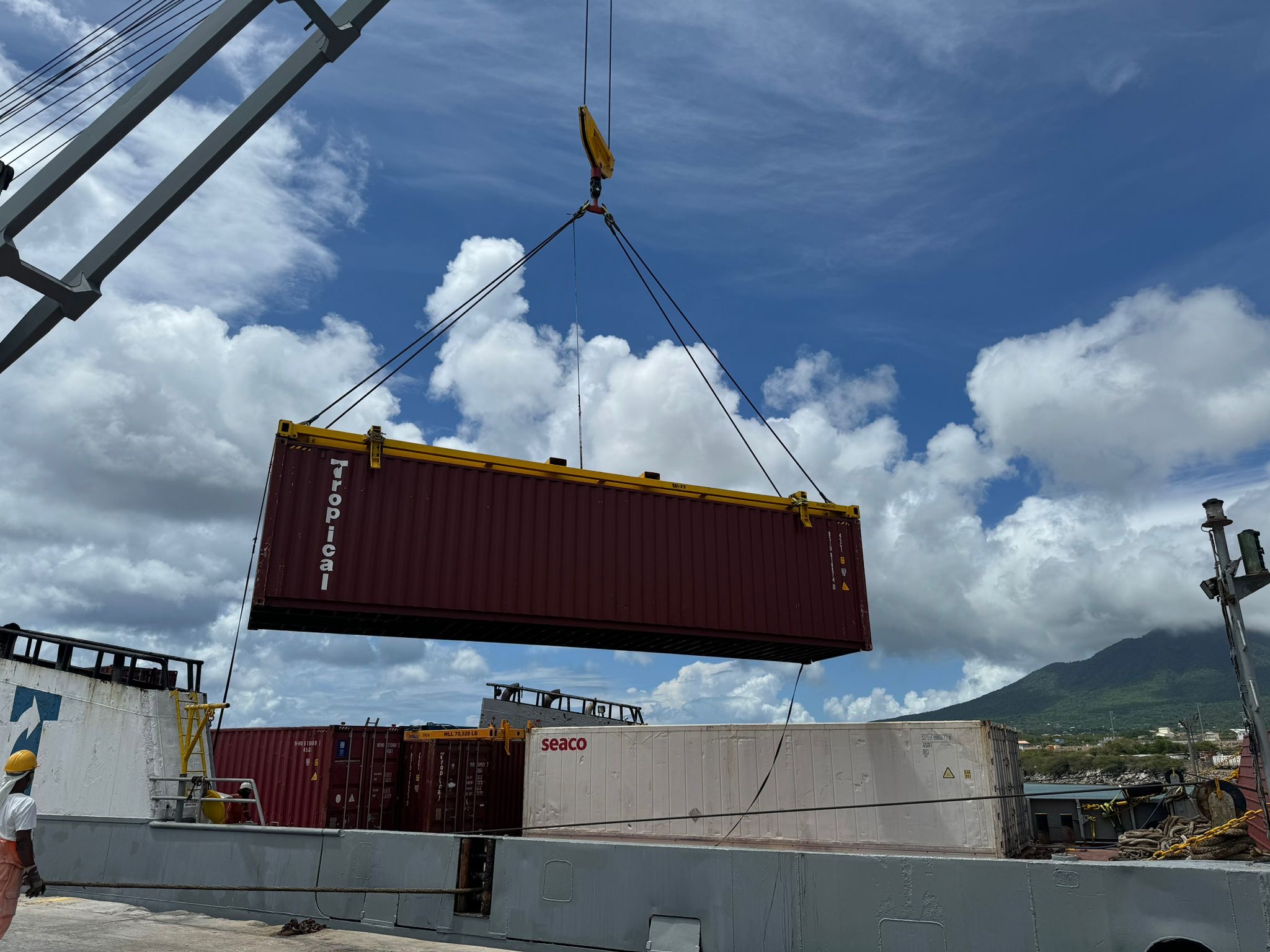 A CONTAINER OF PLASTIC RECYCLABLES EXPORTED FROM NEVIS - SKN PULSE