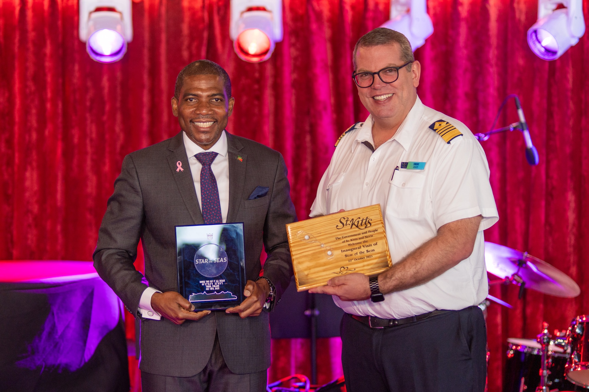 Government of St. Kitts and Nevis Welcomes the World’s Largest Cruise Ship, Royal Caribbean’s Star of the Seas, During Inaugural Plaque Exchange Ceremony
