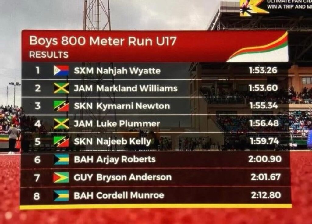 Kymarni Newton cops first medal for St Kitts and Nevis at CARIFTA 2026 3 img 7117