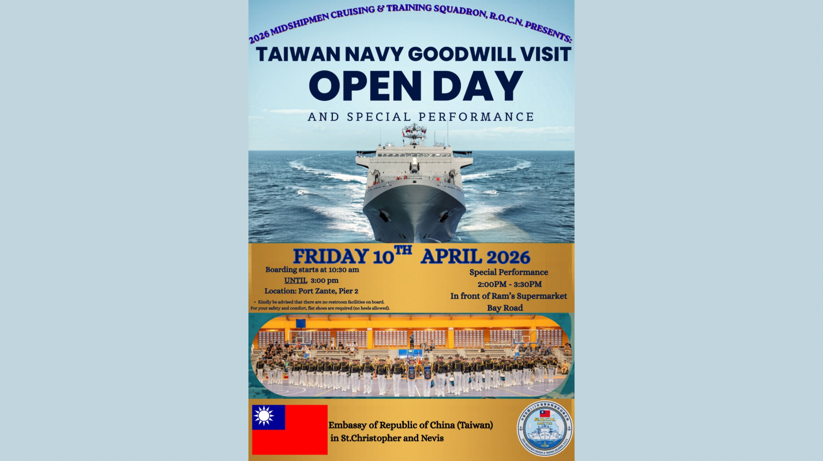Taiwan Navy to Host Open Day and Special Performance During Historic Goodwill Visit